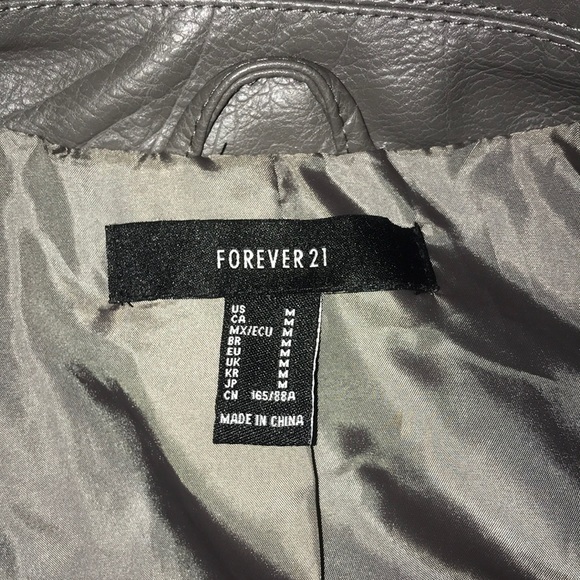 Faux Gray Leather Jacket - Picture 4 of 4